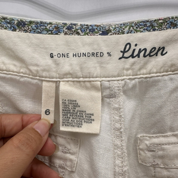 G1 Goods Linen Pants Womens 6 Ivory Straight Leg Yacht Old Money Coastal Preppy - Picture 9 of 11